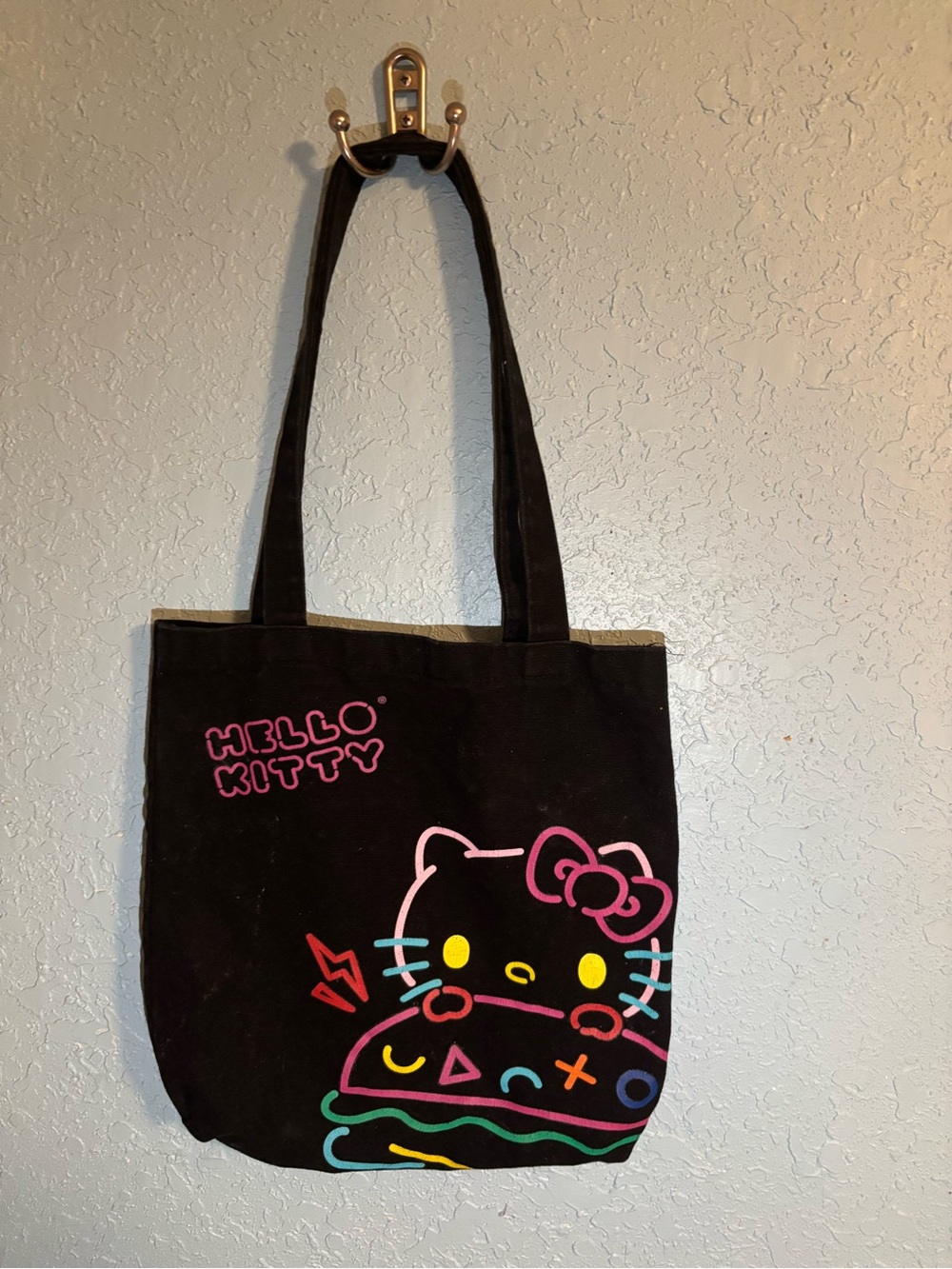 Hello Kitty Black Burger Neon Tote